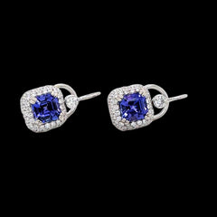 Blue Tanzanite and Diamond Drop Earrings in 18K White Gold