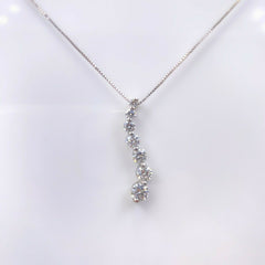 1.00 Carat Diamond Journey Pendant Necklace 14K White Gold