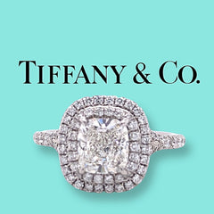 Tiffany & Co Cushion Diamond Double Halo Soleste 1.63 tcw Engagement Ring Plat