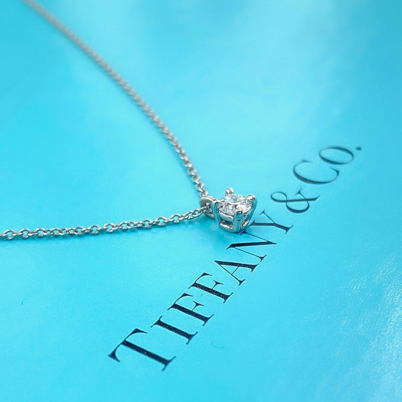 Tiffany & Co Solitaire Round Diamond Pendant 0.18 cts G VVS in Platinum