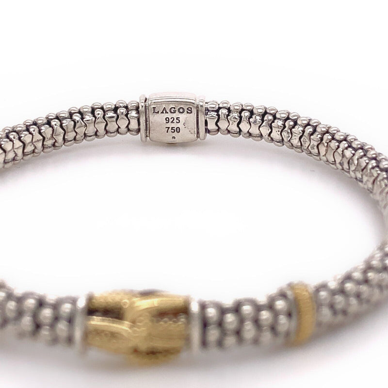 LAGOS  Caviar Two - Tone  Sterling Silver and 18kt YG Knot Bracelet