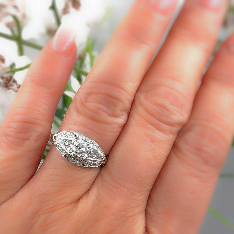 Antique Platinum Diamond Engagement Ring Old Cuts 1.08 tcw $9,000 Retail