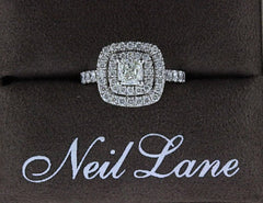 Neil Lane Diamond Engagement Ring Cushion 1 1/8 tcw 14k White Gold $3,600 Retail