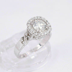 Round Diamond Halo Engagement Ring 1.50 tcw in 18kt White Gold