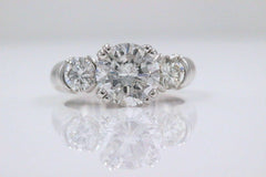 Three Stone Diamond Engagement Ring Round 2.93 tcw 18k White Gold $20,000 Retail