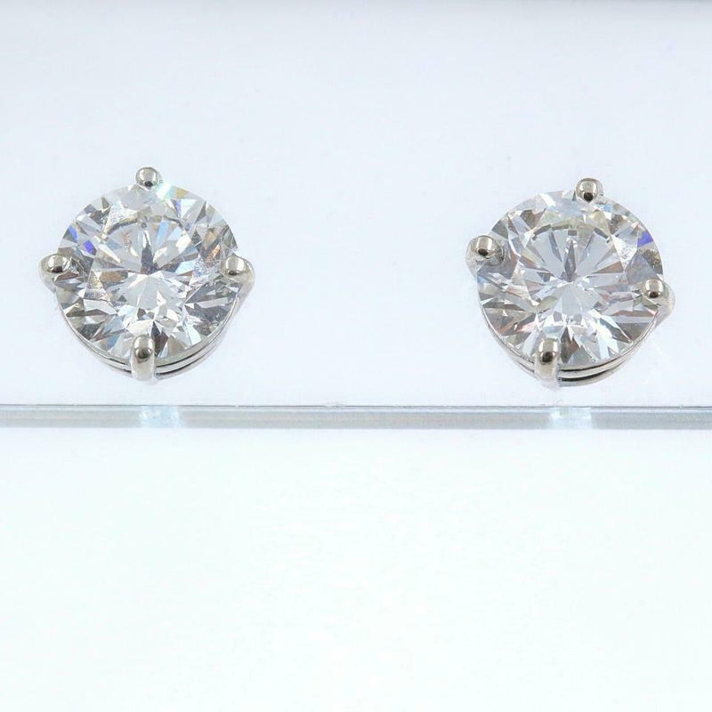 Near Colorless Round Solitaire Stud 3.06 TCW 14k White Gold Earrings Lab Grown