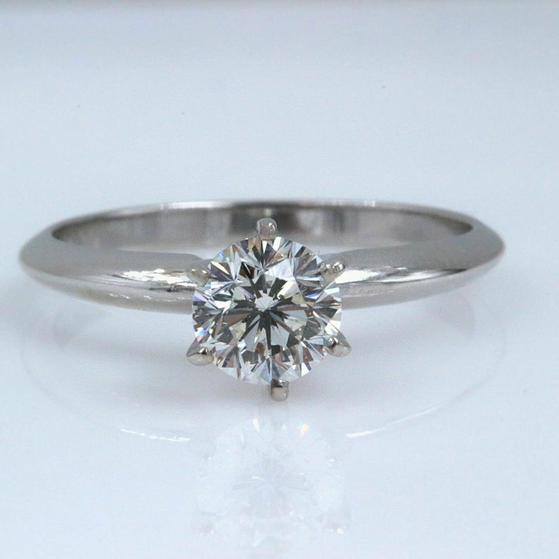 LEO Diamond Engagement Ring Round 0.69 cts I VS2 14k White Gold