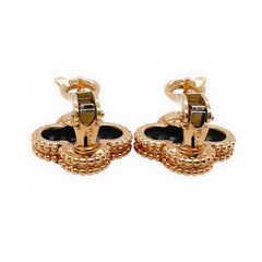 Van Cleef & Arpels Vintage Alhambra Black Onyx 18kt YG Earrings Full Set COA Box