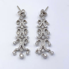 Diamond Chandelier Earrings 1.70 TCW G VS 18K White Gold