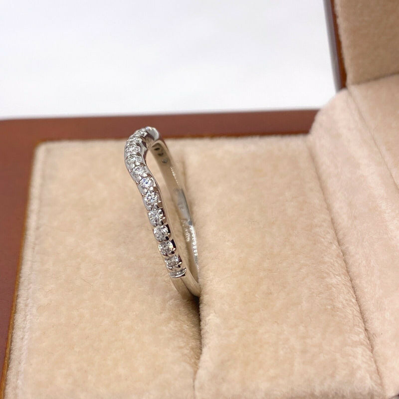 A. JAFFE Round Diamond Contour V Wedding Band Ring 18k White Gold 2 MM #2