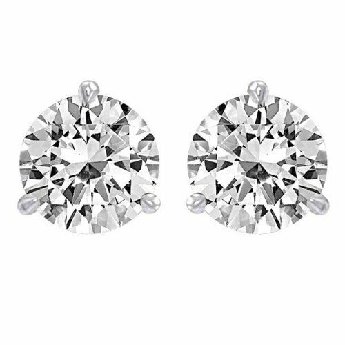 Round Brilliant Diamond 1.02 tcw Stud Earrings in 14kt White Gold