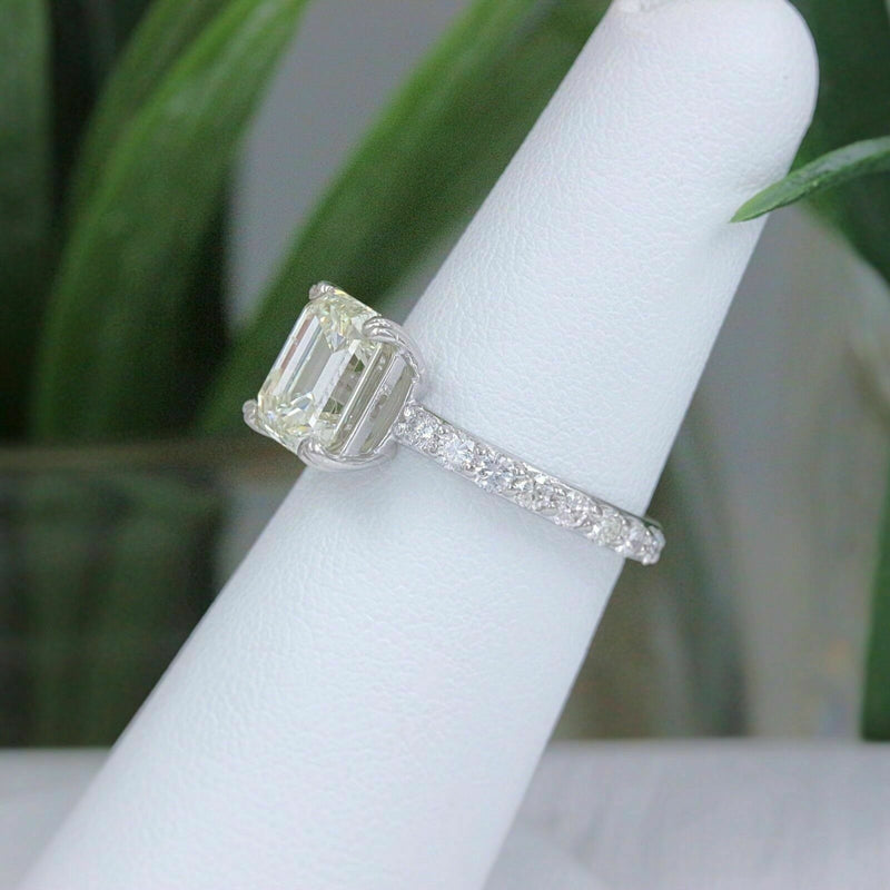 Light Yellow Emerald Diamond Engagement Ring 2.53 tcw 14k White Gold 20K Retail