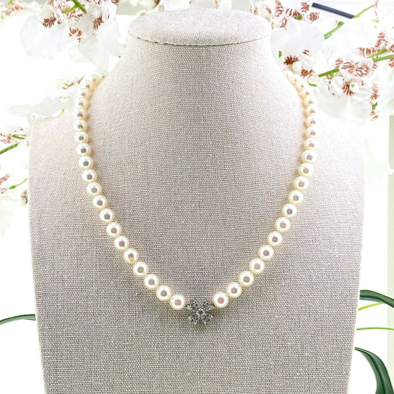 Tiffany & Co. Floret Flourishes Collection Pearl Platinum and Diamond Necklace