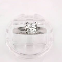 Leo Diamond Engagement Ring Princess 0.73 CTS E VS1 14K White Gold $8,000 Retail