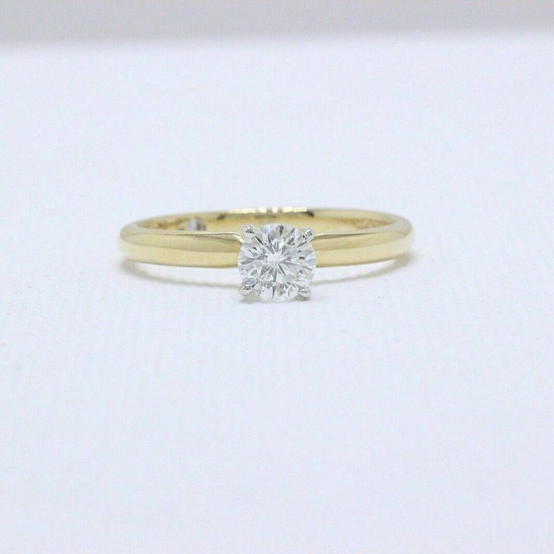 Leo Round Diamond Solitaire Engagement Ring 0.45 ct I SI2 14k Yellow Gold Papers