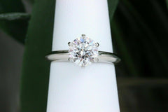 Tiffany & Co Classic Platinum Diamond Engagement Ring Round 1.23 cts G VS2