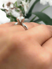 Leo Diamond Engagement Ring Round 1.00 CTS H SI2 14K White Gold $9,000 Retail