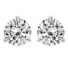 Princess Cut Diamond Stud Earrings 0.85 tcw G SI2 14kt White Gold Basket Set