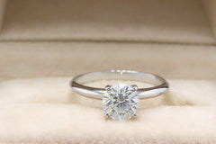 Leo Diamond Engagement Ring Round 1.00 ct H SI1 14k White Gold $11,000 Retail
