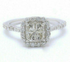 Radiant Cut Diamond Engagement Ring 1.70 tcw Halo Design in 14k White Gold