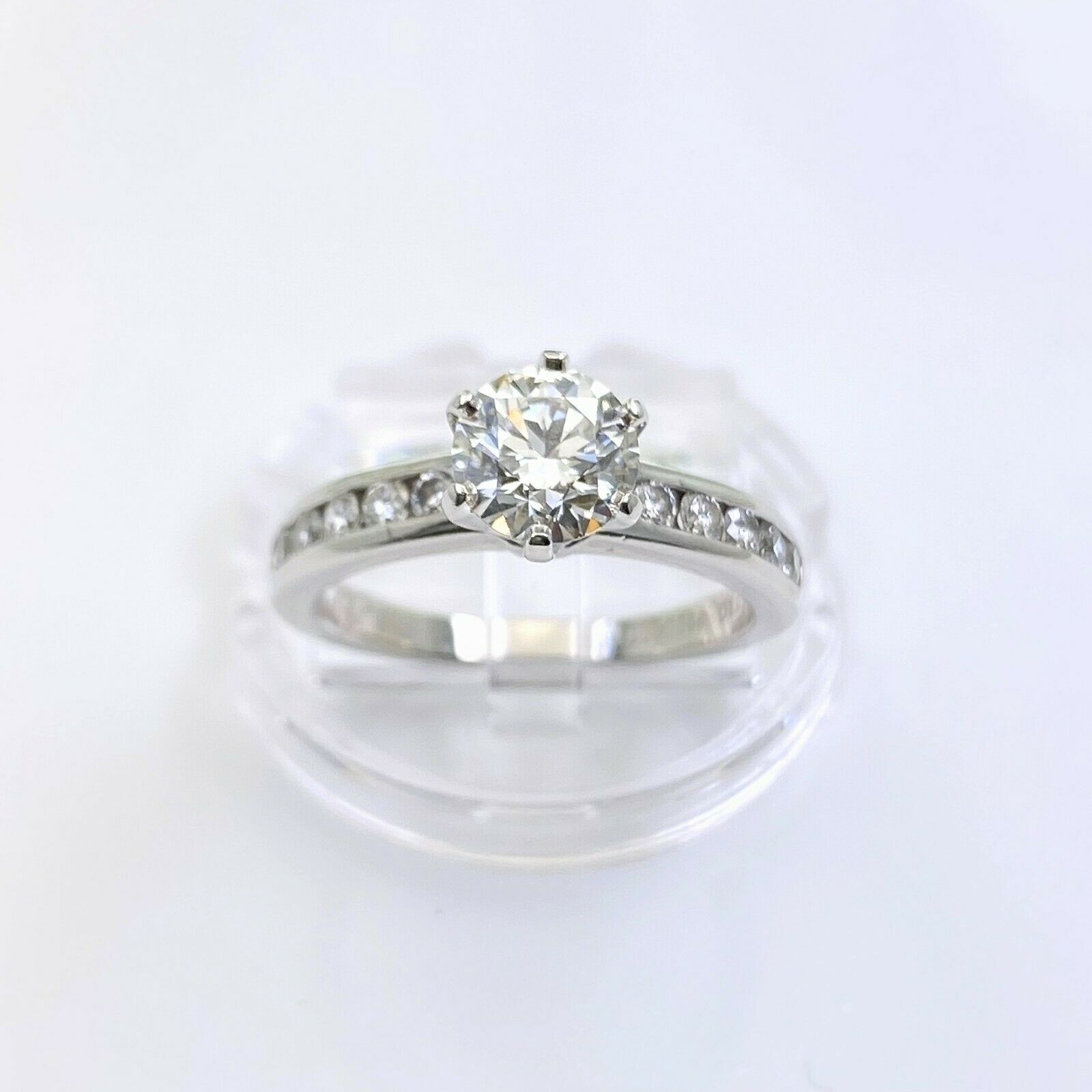 Tiffany & Co. Round Diamond 1.36 tcw Channel Set Band Engagement Ring