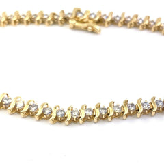 Round Brilliant Diamonds S Link  2.00 tcw 14K Yellow Gold Tennis Bracelet