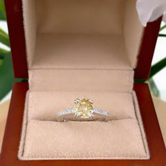 Old Mine Cut Diamond Fancy Brownish Yellow 1.81 tcw Engagement Ring GIA Platinum