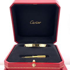 Cartier 4 Diamond Love Bangle Bracelet with Box 18kt Yellow Gold