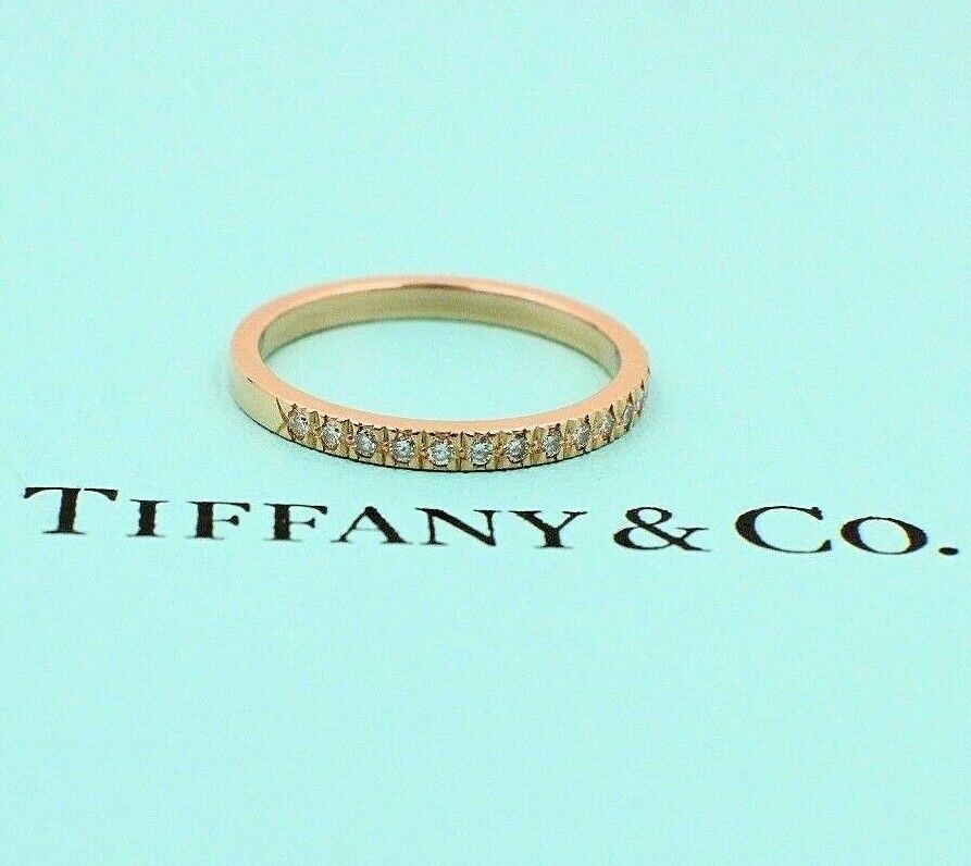 Tiffany Co Novo MM Diamond Half Circle Band Ring 18k Rose Gold