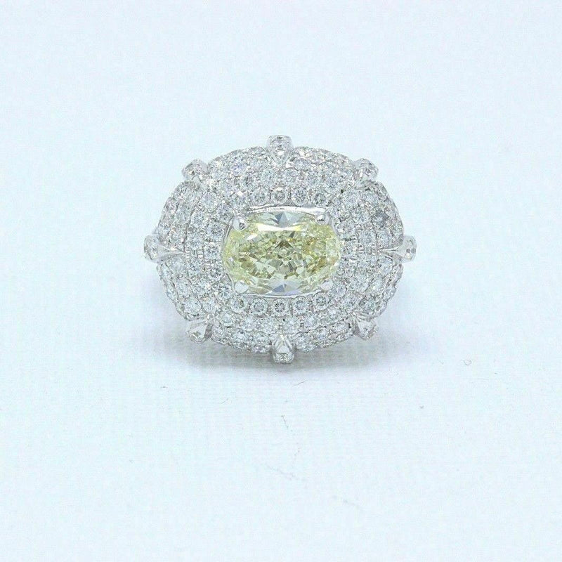 Yellow Oval Diamond Engagement Ring Ring 4.24 tcw 18K White Gold $24,000 Retail