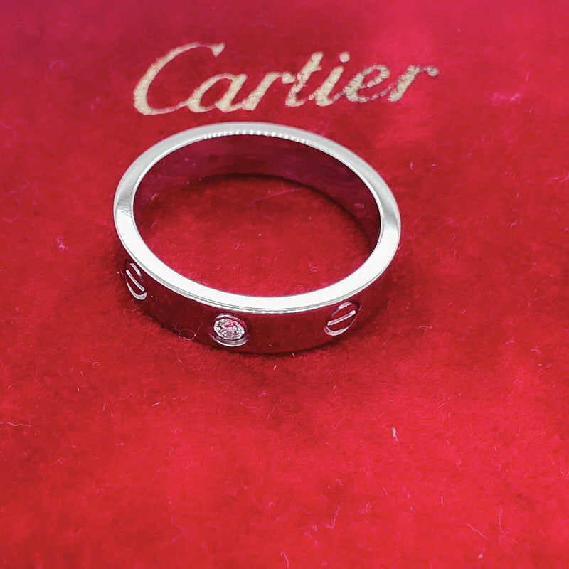 Cartier LOVE Wedding Band Ring 18kt White Gold SZ 53