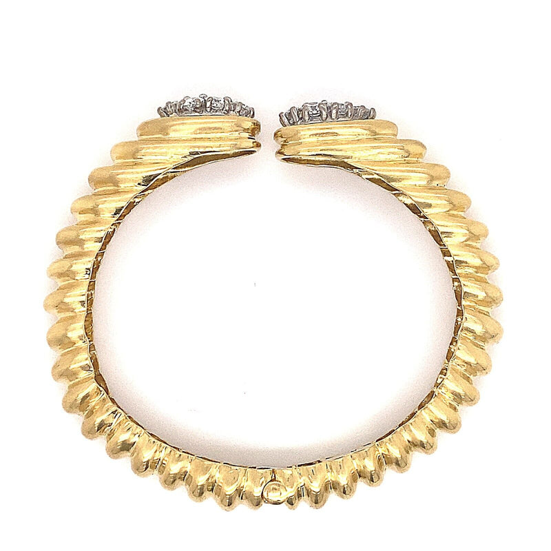 Round Diamonds 2.20 tcw and 18kt Yellow Gold Bangle Cuff Bracelet