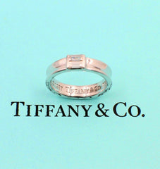 Tiffany & Co 18K White Gold Stackable Baguette Diamond Wedding Band Ring 4.5mm
