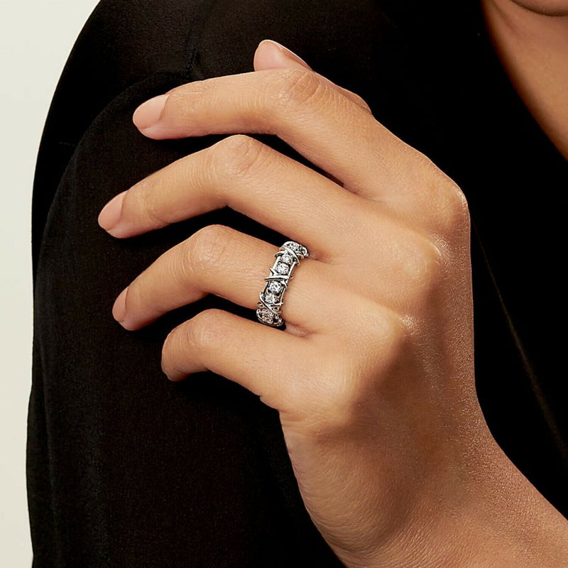 Tiffany & Co. Schlumberger Sixteen Stone Band Ring Platinum  Diamonds 1.14 tcw