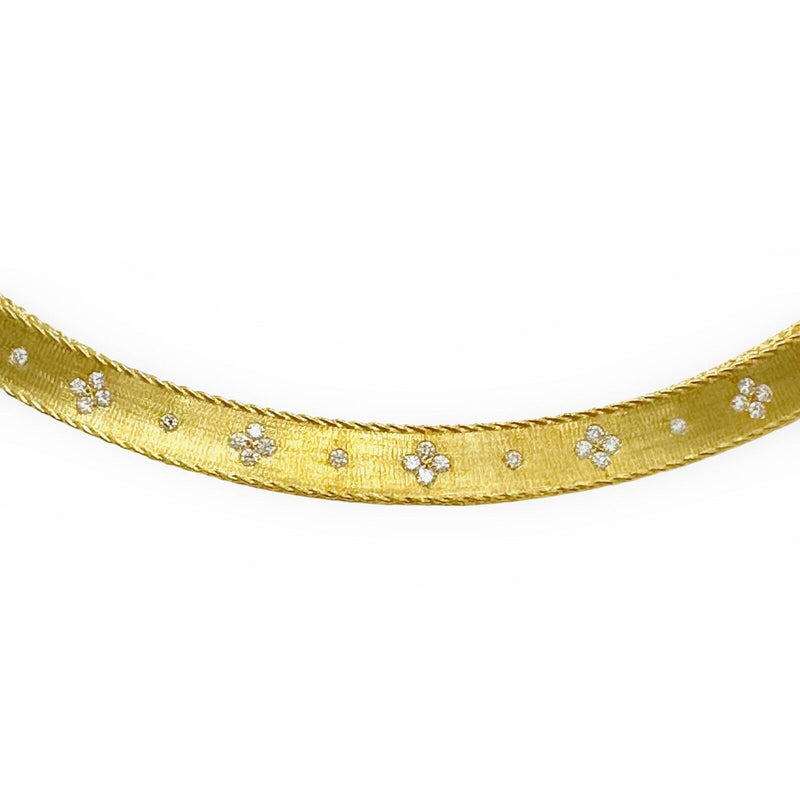 ROBERTO COIN Princess YG Satin Finish Collar Necklace with Fleur De Lis Diamonds