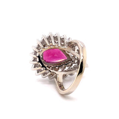 6.94 tcw Pear Shape Rubellite Double Halo Diamond Cocktail Ring