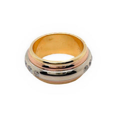 CARTIER  Saturne Multi-Tone 18kt Yellow White Rose Gold Diamond Ring
