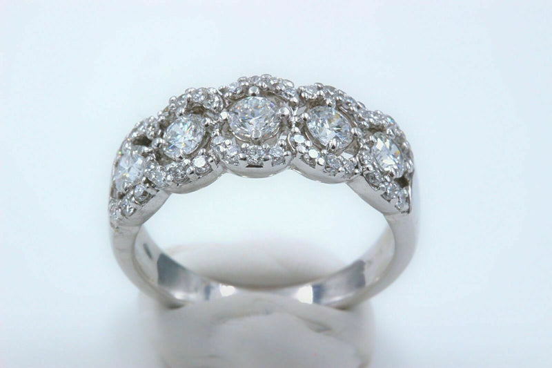 Diamond Wedding Band Ring Halo Design 14k White Gold $5000 Retail