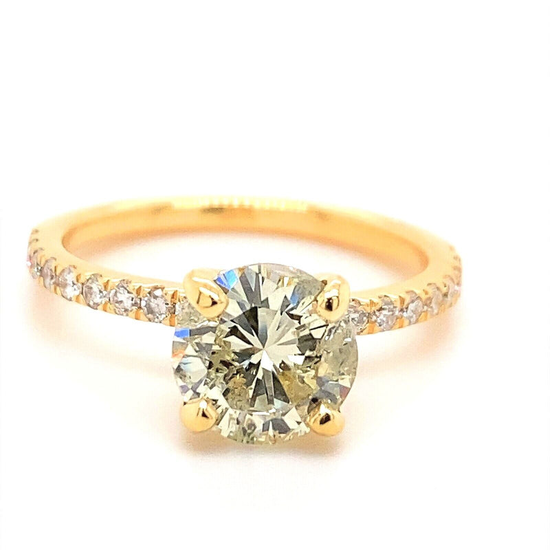 Round Brilliant Diamond Light Yellow OP 1.53 tcw Engagement Ring in 14kt YG