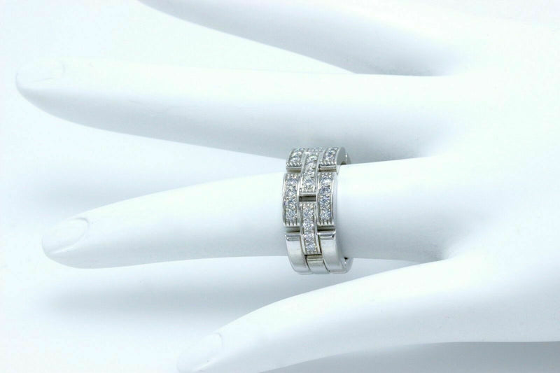 Cartier Maillon Panther 3 Row Diamond Wedding Band Ring 18k White Gold $8,750