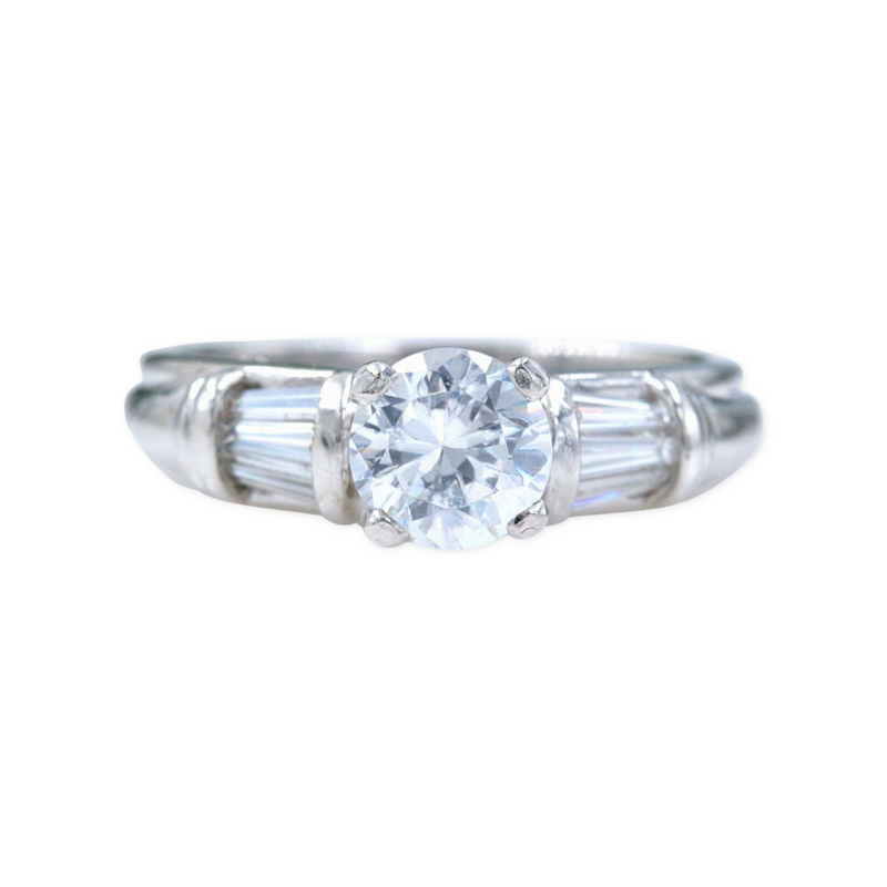Scott Kay Platinum Diamond Engagement Ring Semi Mount Tapered Baguettes