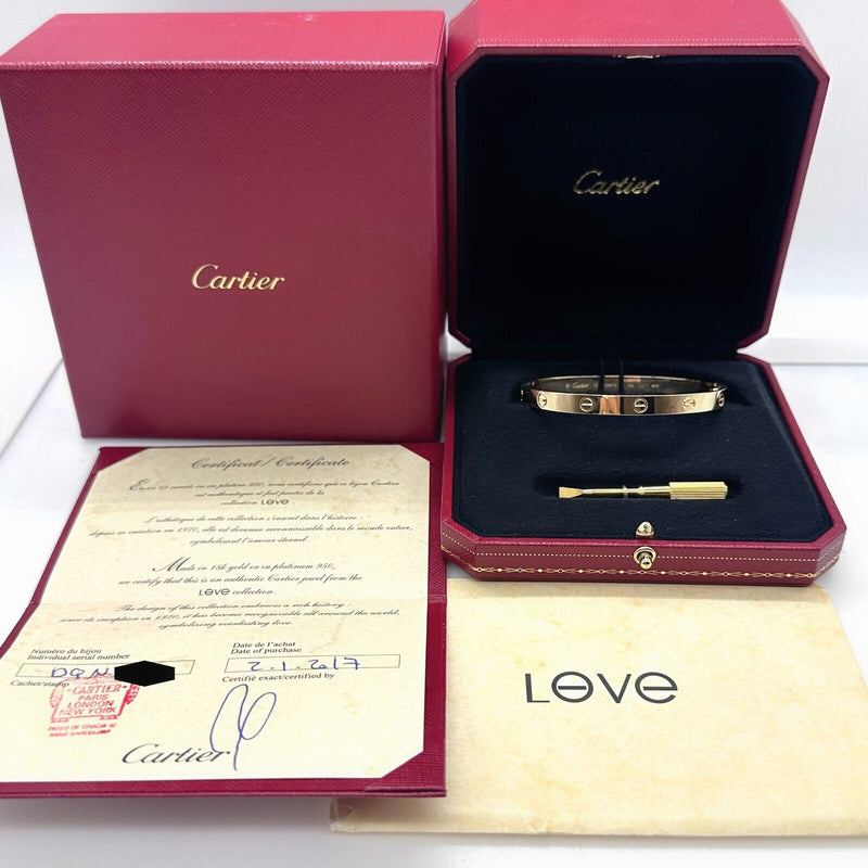 CARTIER LOVE Bracelet 18kt Yellow Gold Full Set Box COA