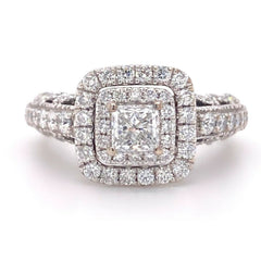 VERA WANG LOVE Princess Diamond 1 1/3 tcw Engagment Ring 14Kt White Gold