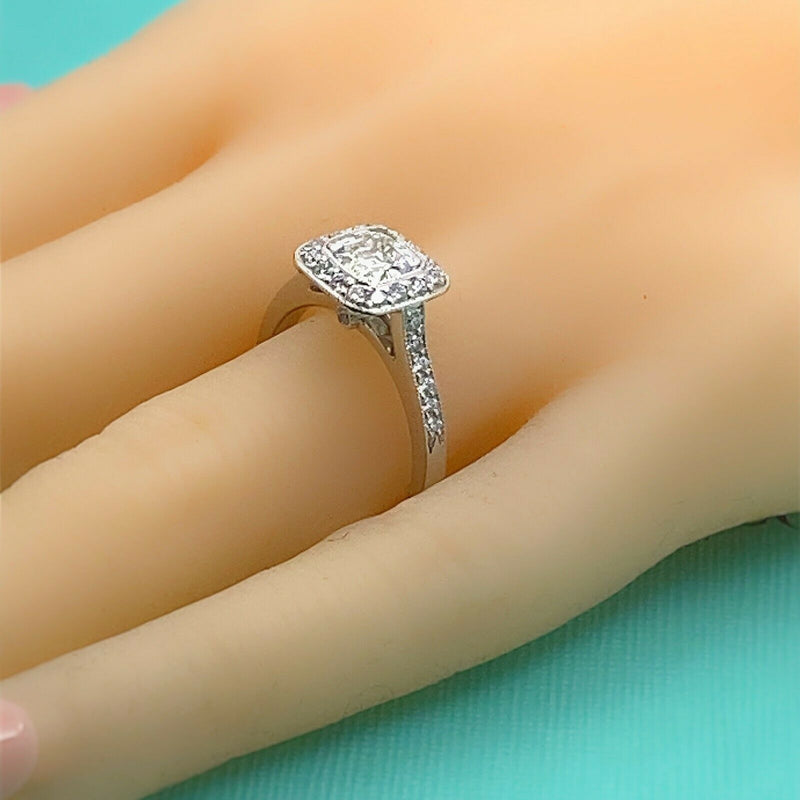 Tiffany & Co. LEGACY Cushion Diamond 1.33 tcw Halo Engagement Ring Platinum