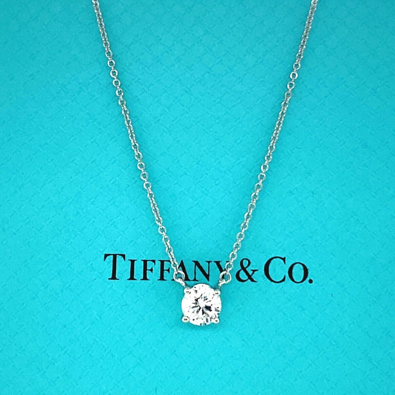 Tiffany & Co Round Diamond 0.67 cts H VS2 Solitaire Necklace in Platin
