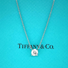 Tiffany & Co Round Diamond 0.67 cts H VS2 Solitaire Necklace in Platinum
