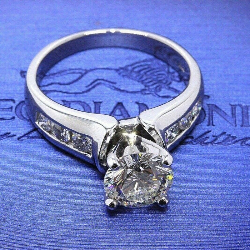 Leo Round Diamond Engagement Ring 2.10 tcw 14k White Gold $25,000 Retail