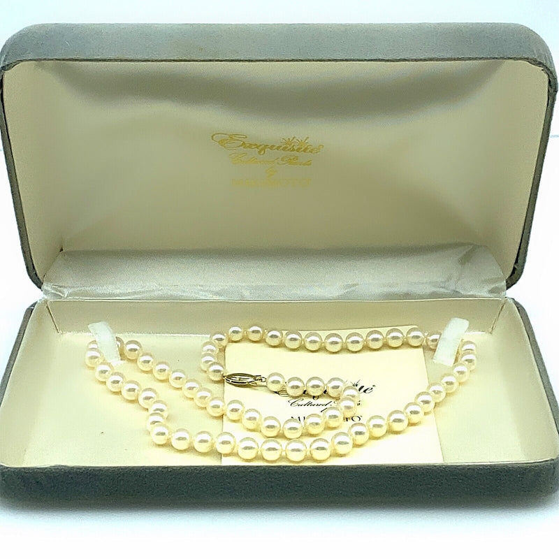 MIKIMOTO Akoya Cultured Pearl Strand Necklace 18' Yellow Gold 18kt