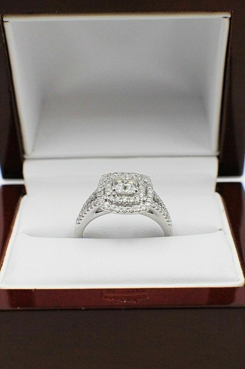 $5K Cushion Diamond Engagement Ring Halo 0.96 TCW AGS Certified 14k White Gold