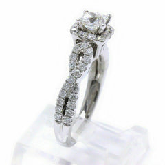 Leo Diamond Engagement Ring Princess 1.22 tcw Twist Band 14k White Gold